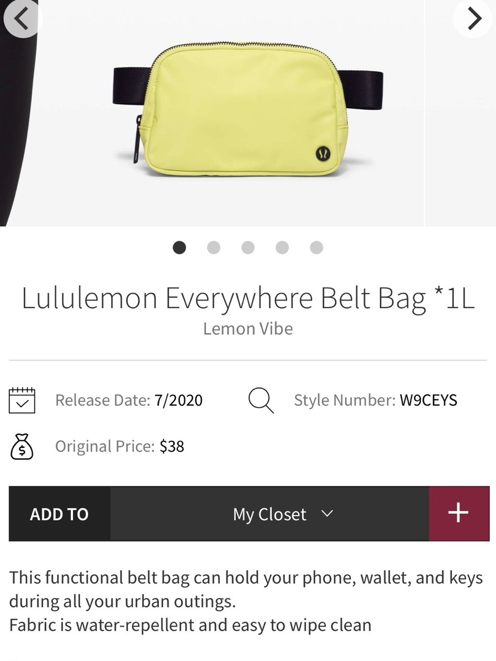 Lululemon everywhere belt bag 1L
